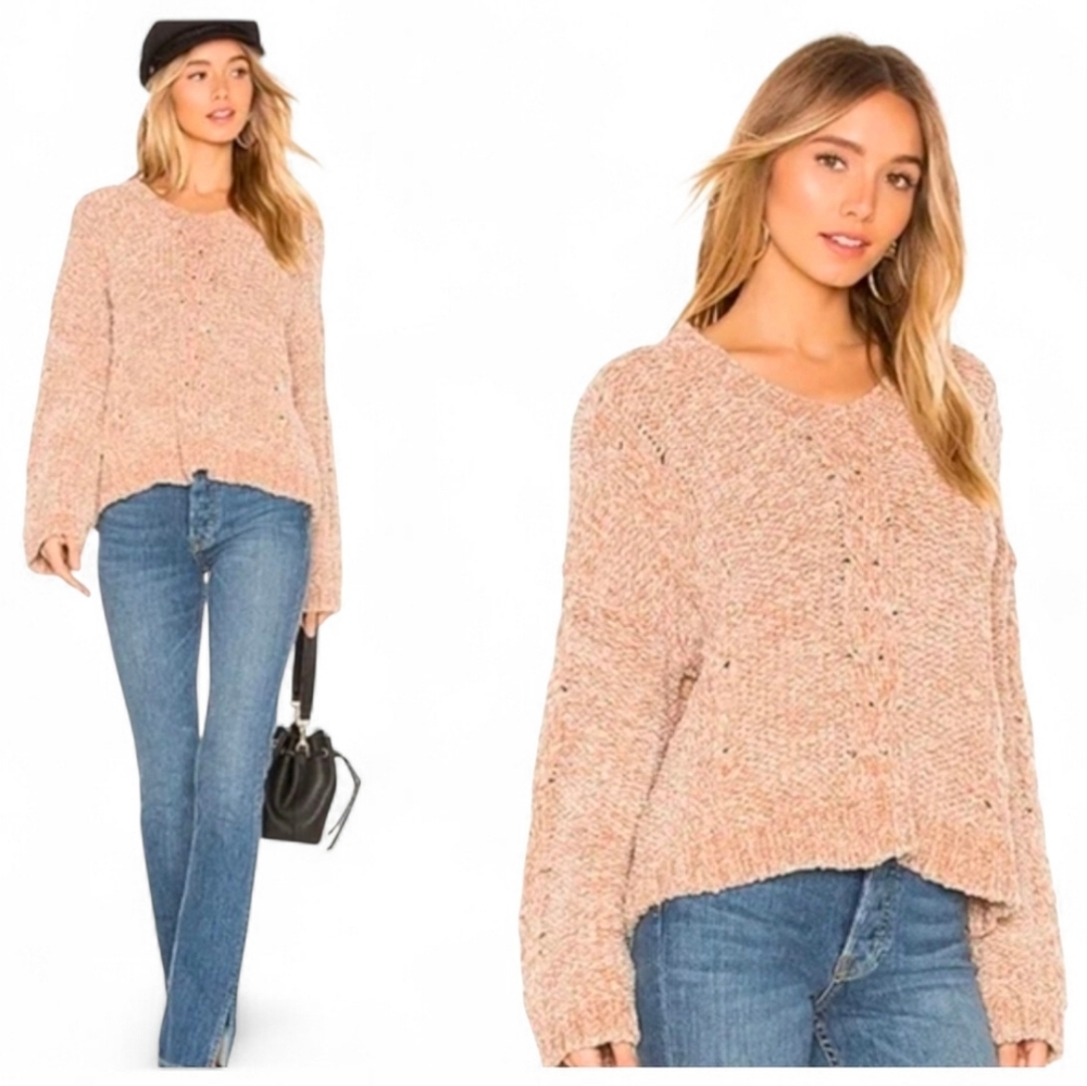 NWT LINE + DOT X REVOLVE Tan Chenille V-Neck Sweater - Large
